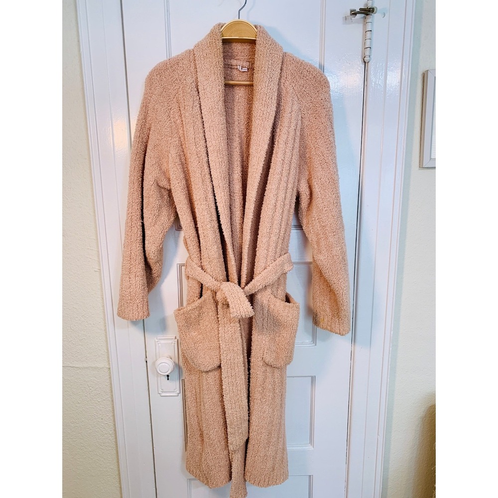 Pottery‎ Barn Teddy Bear Cozy Ribbed Robe Blush Pink Plush Shawl Collar / Medium - Picture 7 of 13